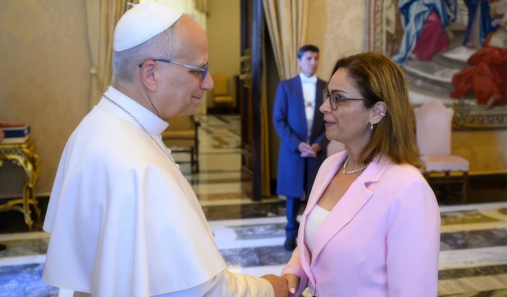 Pope Leo with Mona Khouri